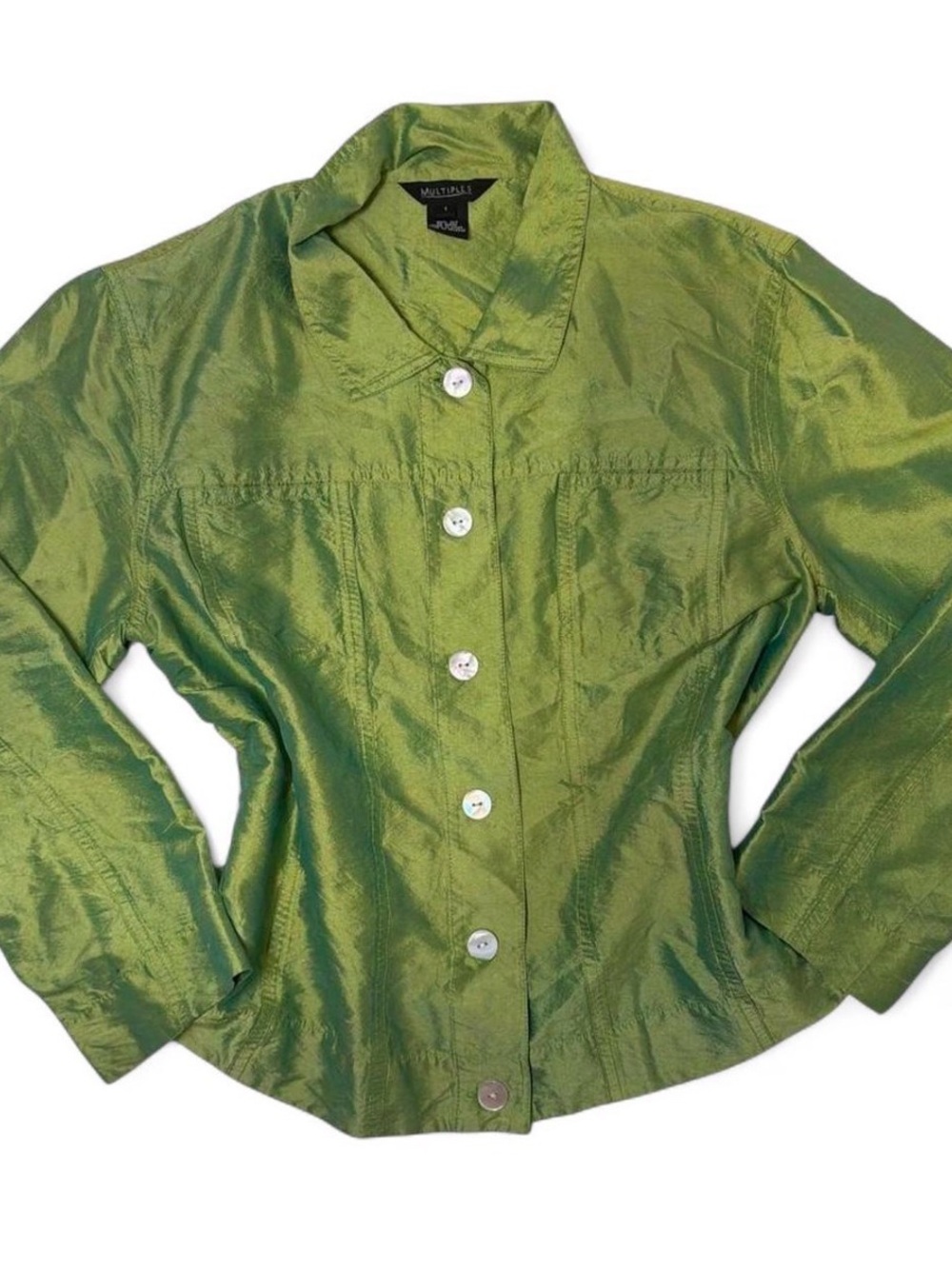 Multiples Shimmery Green Button-Up Girls' Jacket